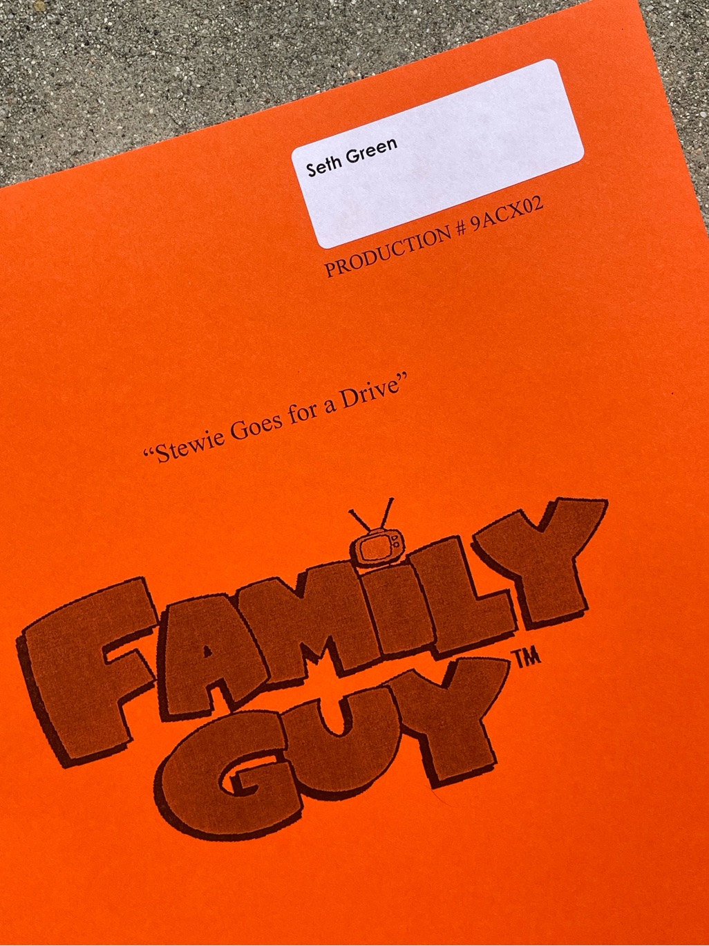 Family Guy Seth Green Chris 2013 Stewie Goes For A Drive Used Table Draft Script